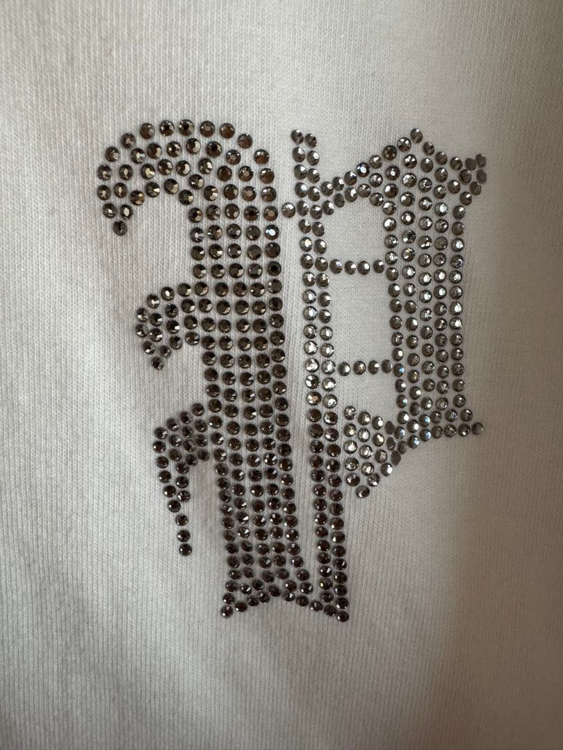 PHATRNK ストーン装飾 ホワイト長袖Tシャツ XL 大人気のラインストーン