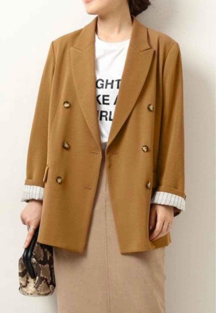 Spick & Span】カルゼダブルブレストジャケット 38 キャメル - メルカリ