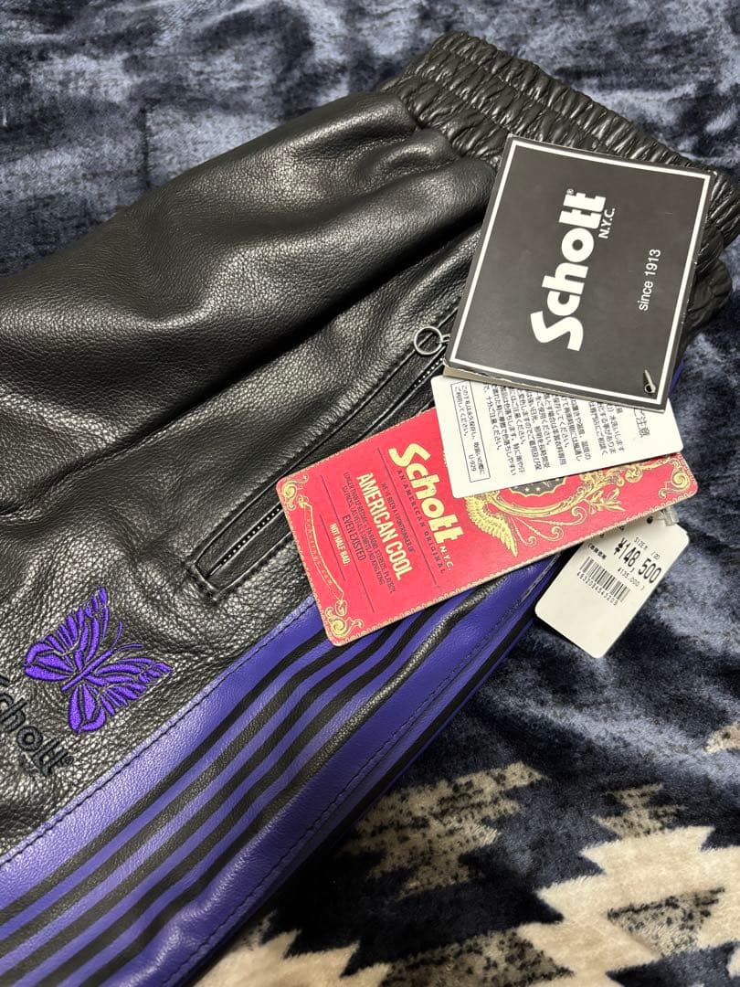 Schott Needles レザーパンツ Schott×NEEDLES/ショット×ニードルス/LEATHER TRACK PANTS/レザー