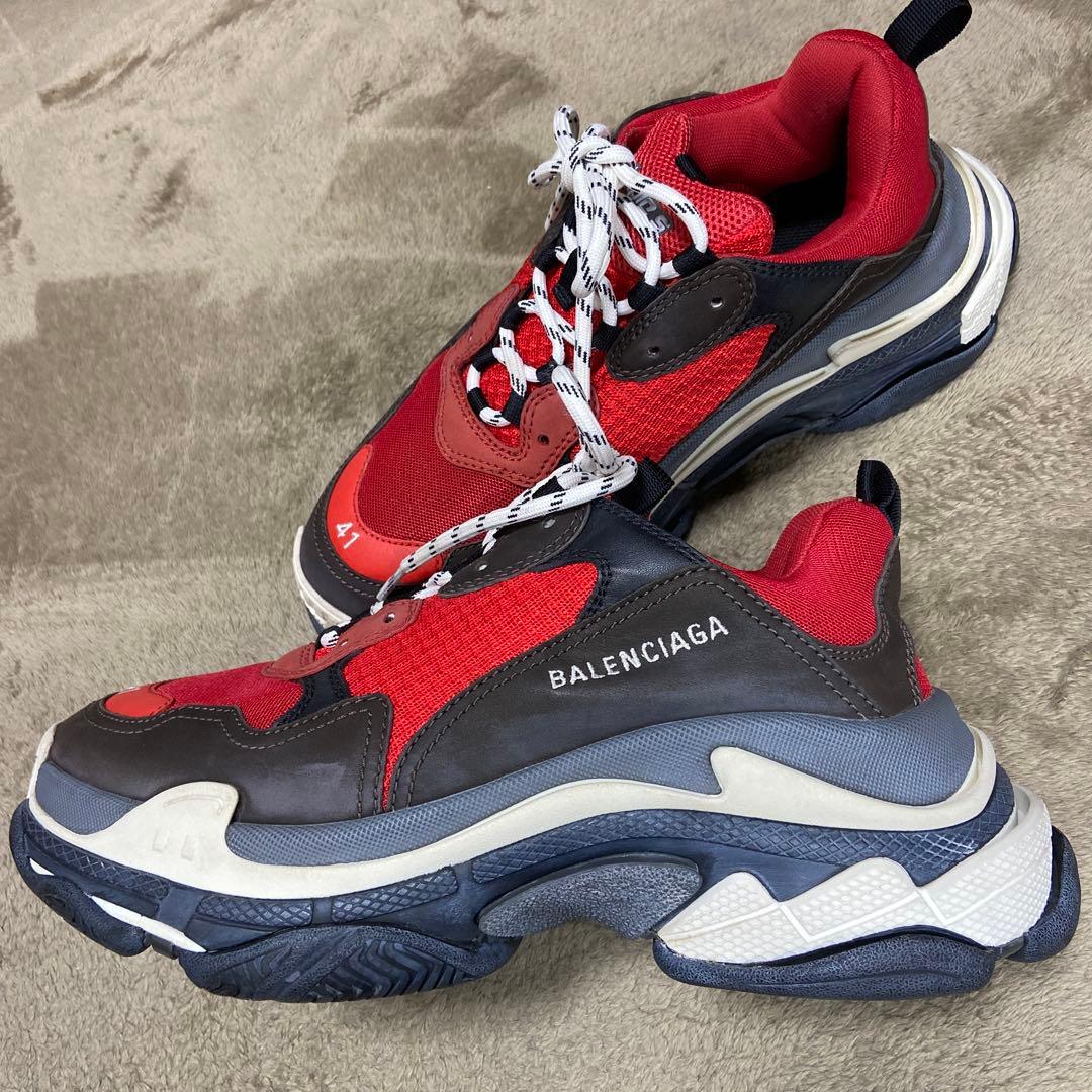 バレンシアガ トリプル S ブラック レッド size 41 - メルカリ