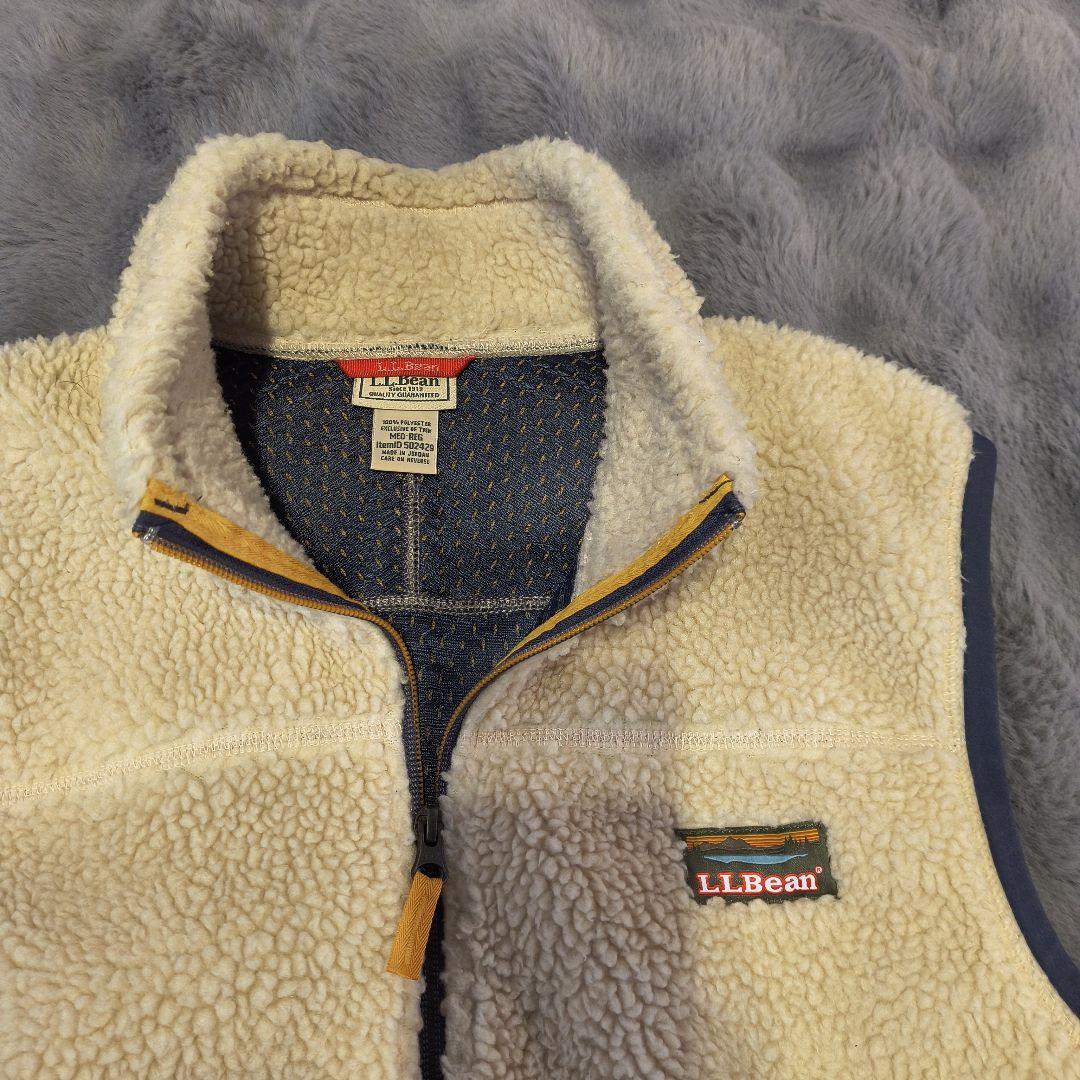 LL.Bean ジップアップベスト M ボア フリース クリーム色 L.L.Bean（エルエルビーン） ベスト ジレ 「JAPAN EDITION」トップ