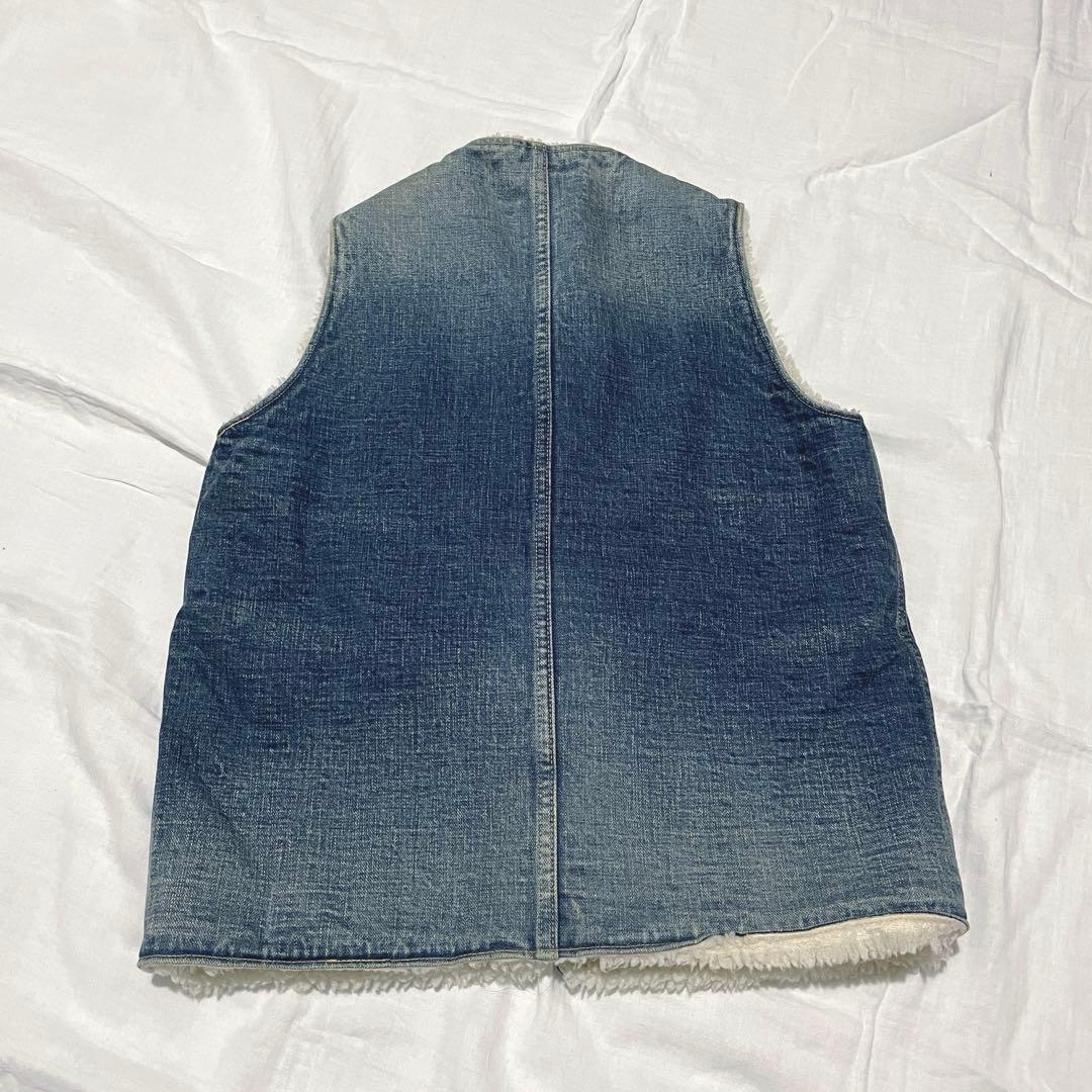 美品 KAPITAL キャピタル デニムボアベスト 岡山 ダメージ加工 日本製