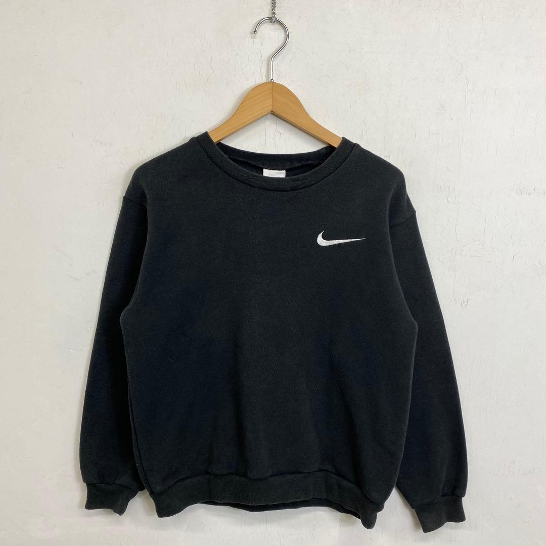 90s NIKE スウェット ブラック 刺繍 銀タグ VINTAGE - メルカリ