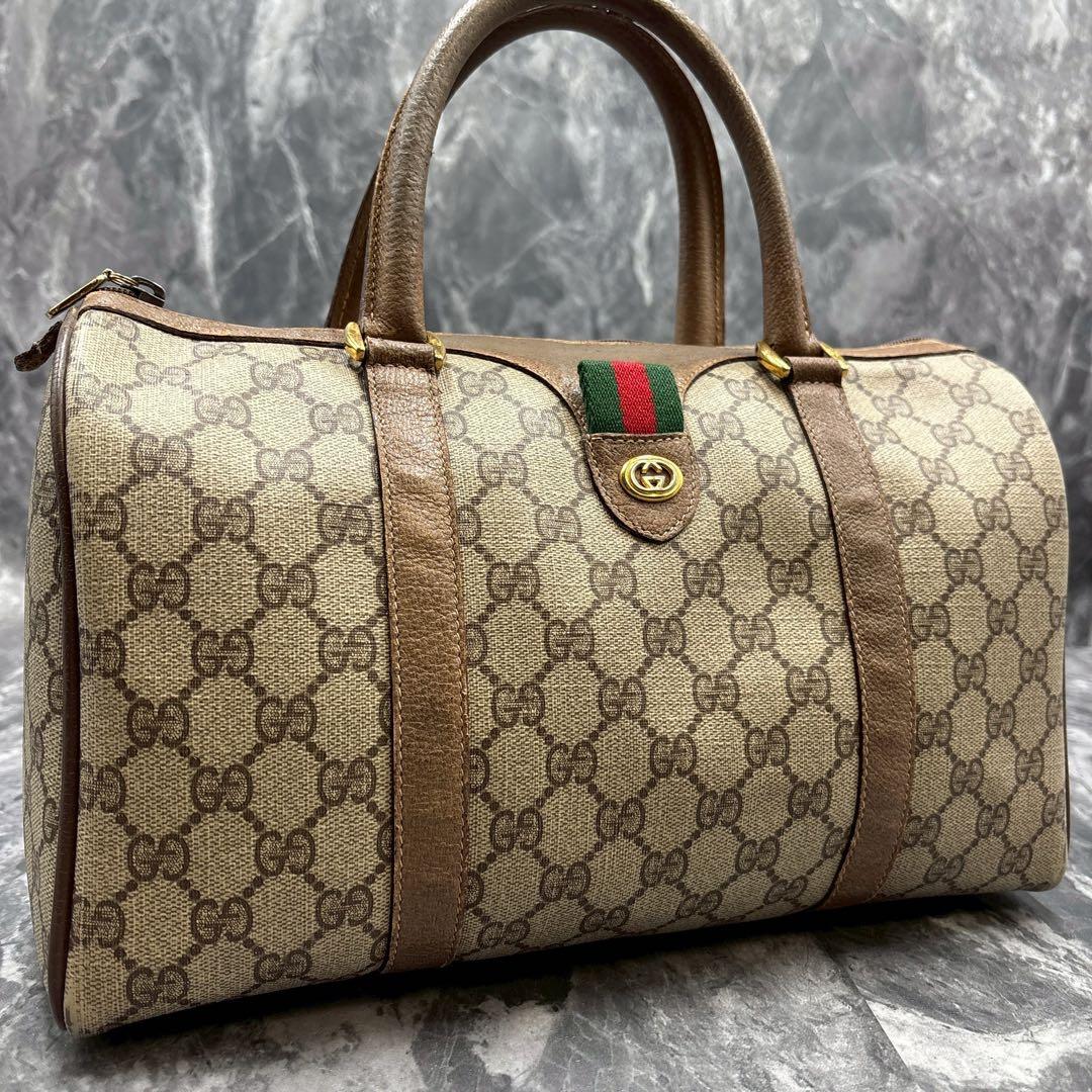 ✨美品✨GUCCI GG シェリーライン ボストンバッグ ベージュ レザー ロゴ GUCCI グッチ GGキャンバス シェリーライン ボストンバッグ レディース