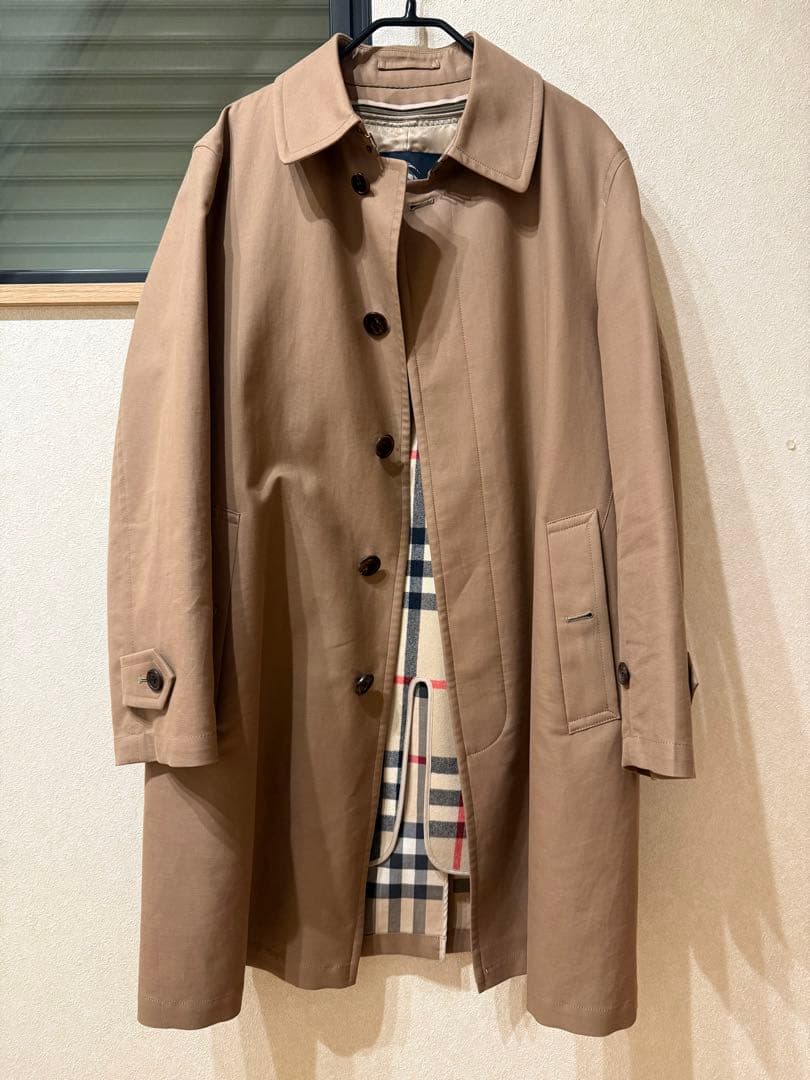 週末セール　バーバリー ベージュ メンズ　トレンチコート チェック裏地 BURBERRY バーバリー トレンチコート ロングコート チェック柄