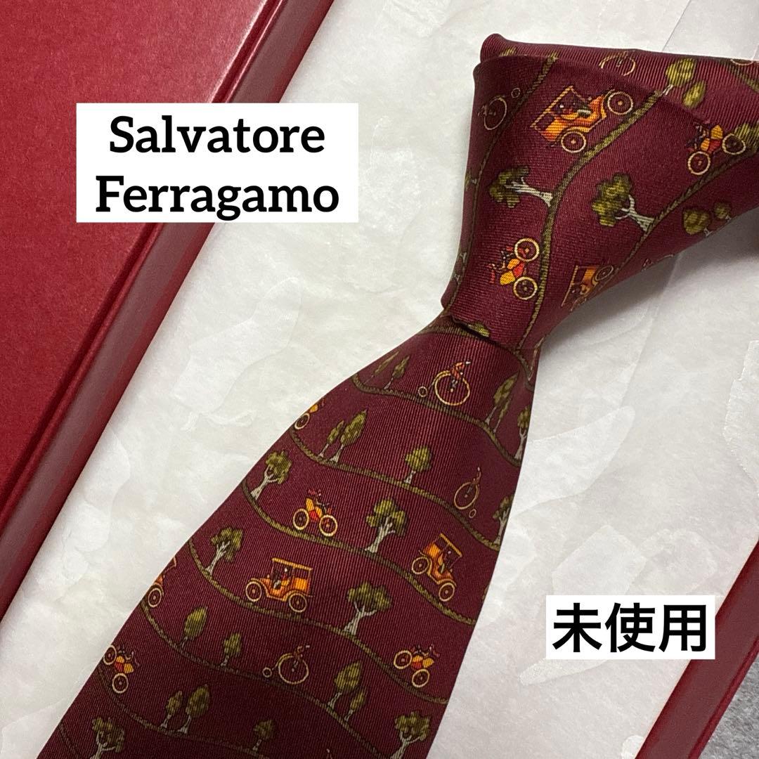 未使用 サルバトーレフェラガモ ネクタイ 濃赤ボルドー 木 - メルカリ