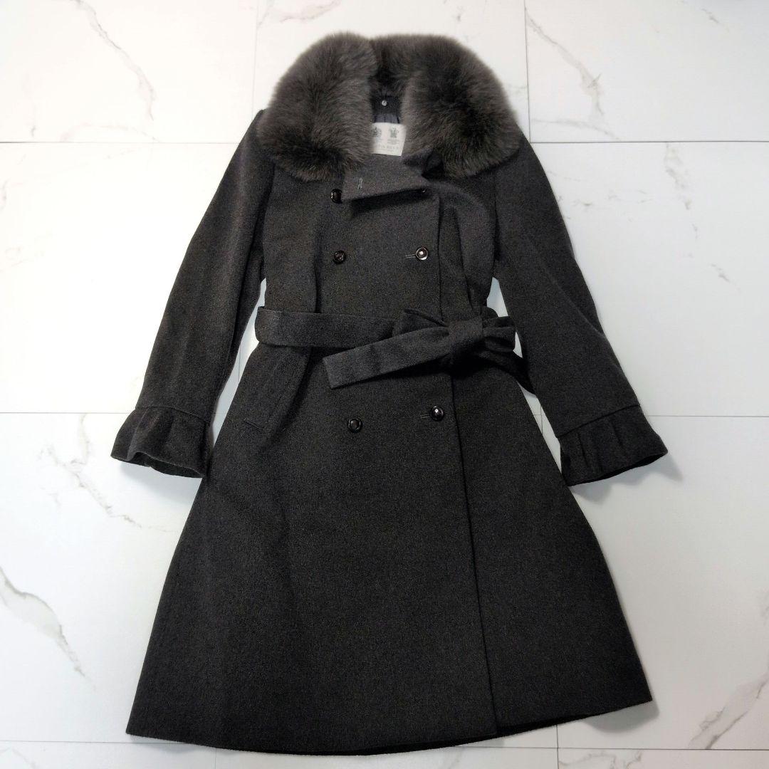 オースチンリード カシミヤ100 フォックスファー ロングコート ダブル ベルト sankyo shokai（三京商会） ［期間限定価格］カシミヤ 100％ ダブル