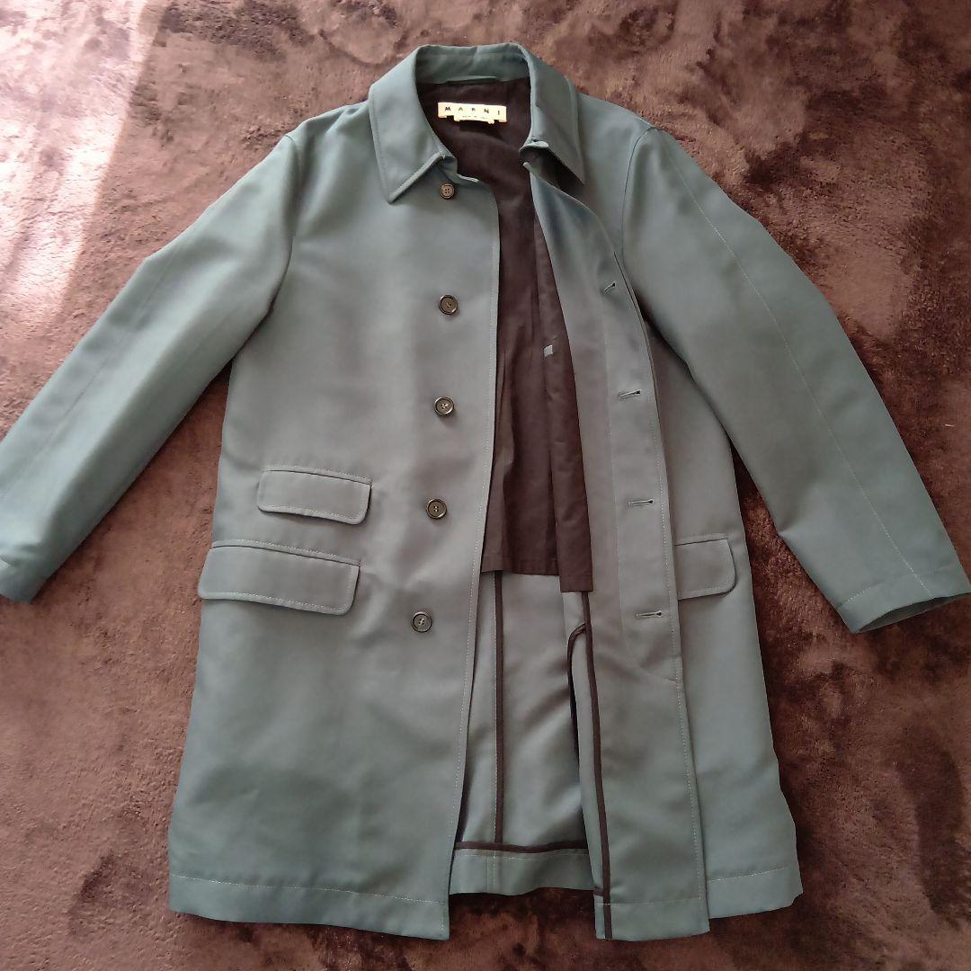 MARNI コート イタリア製 グリーン　サイズ48 Deep green leather short trench coat | Marni