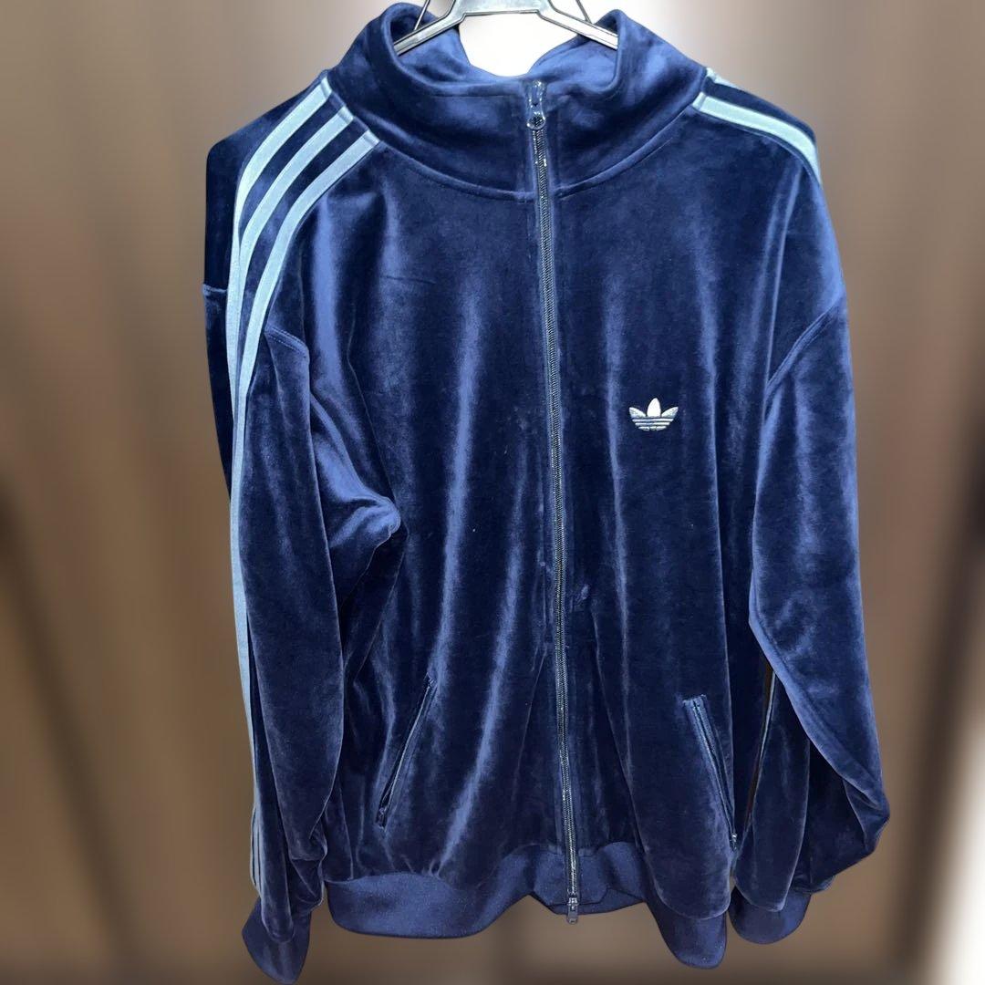 アディダス　ネイビー　ベロアトラックジャケット 中古・古着通販】adidas (アディダス) ベロアトラックジャケット