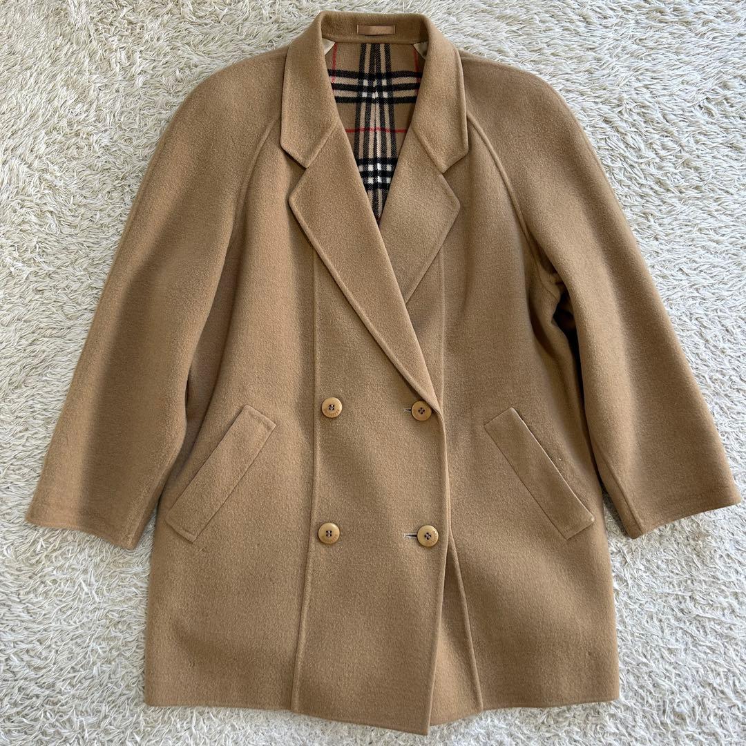 美品 カシミヤ混】バーバリーズ Pコート ダブルフェイス ノバチェック