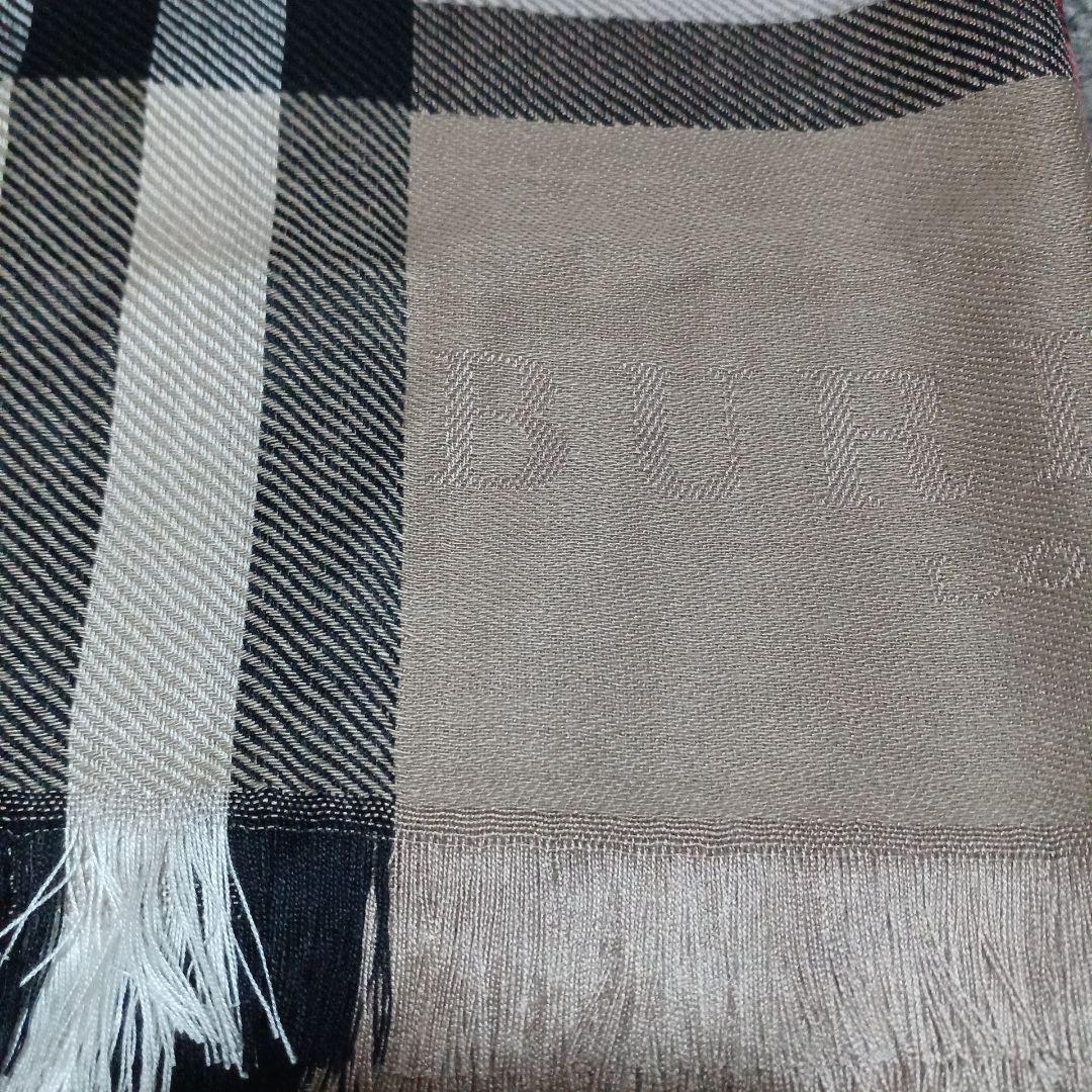 BURBERRY 大判 ストール シャドーホース ベージュ チェック フリンジ