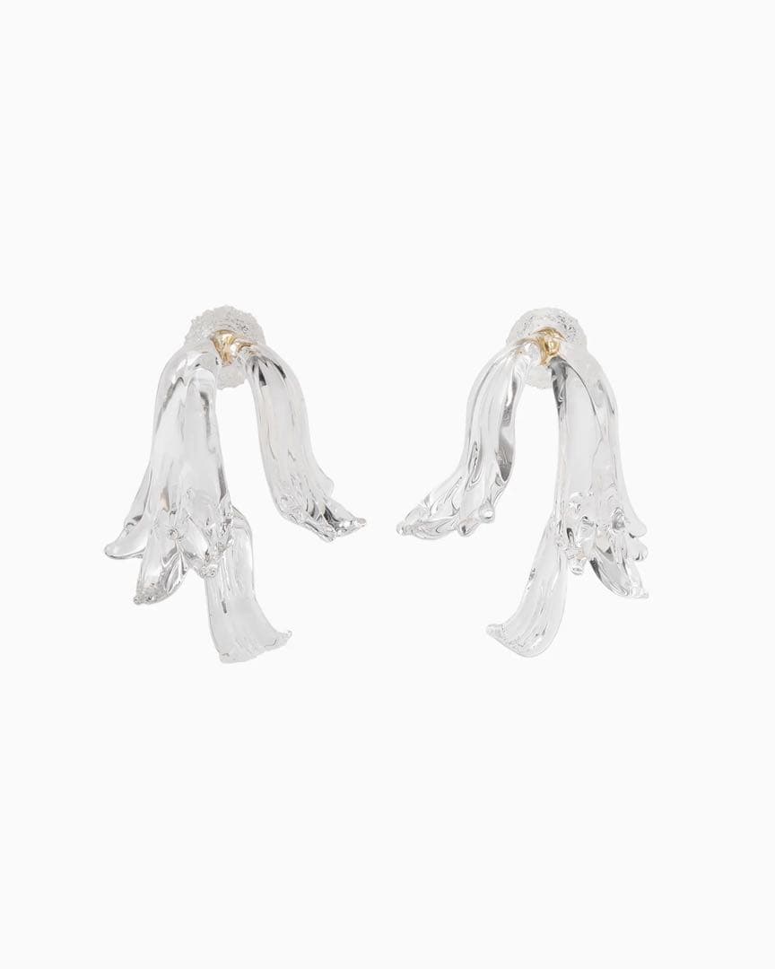 【26SS】Mame Kurogouchi つららピアス Glass Swirl Earrings - clear - Mame Kurogouchi