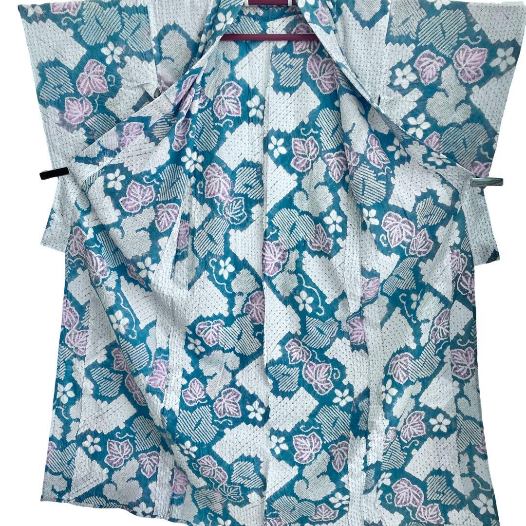 ☆ ヨル様専用☆青緑色 身丈150 有松絞り 絞り浴衣 総絞り NO32 - メルカリ