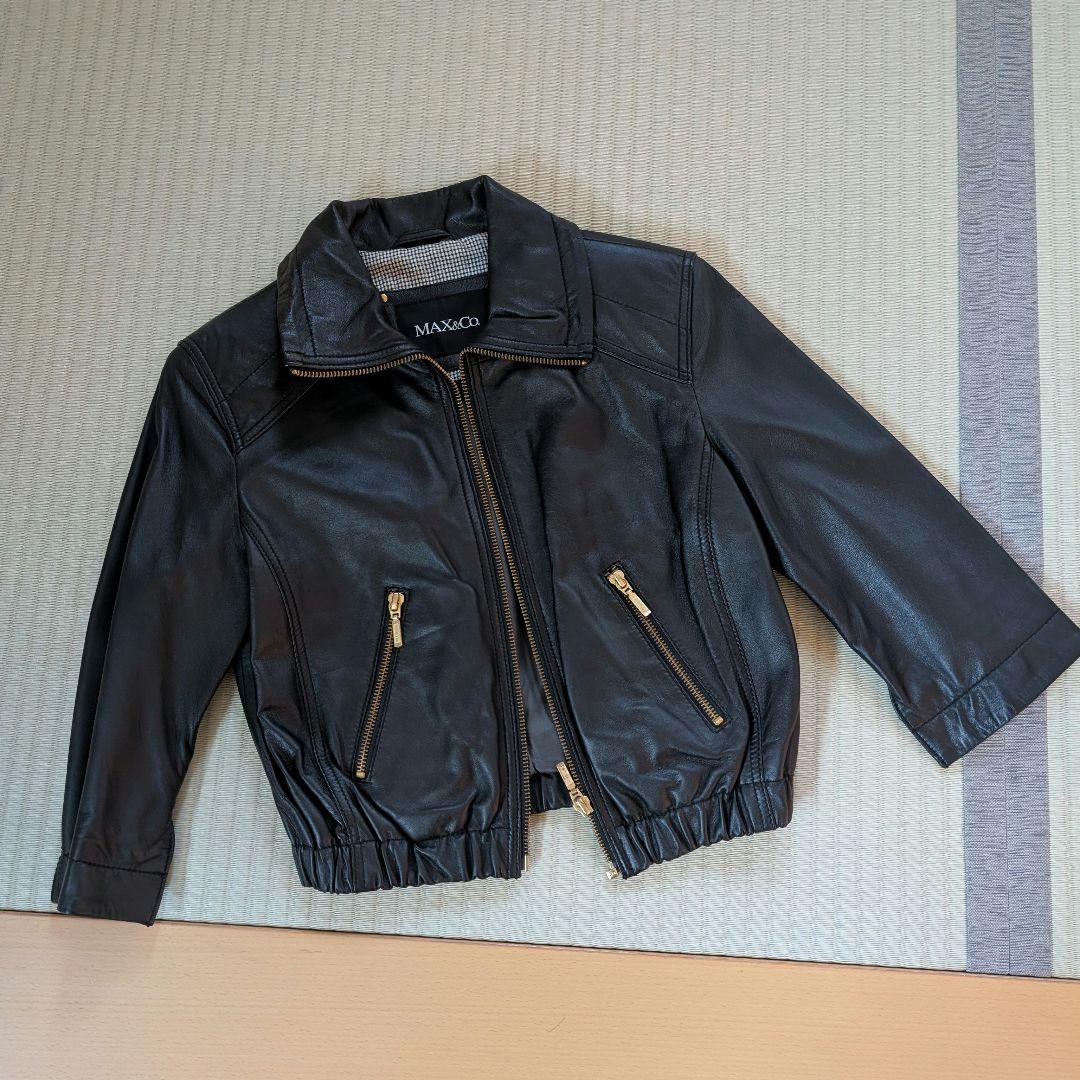 MAX&Co. 黒 レザージャケット シングルライダース 革ジャン 襟付きシングル レザージャケット｜カドヤ公式オンライン