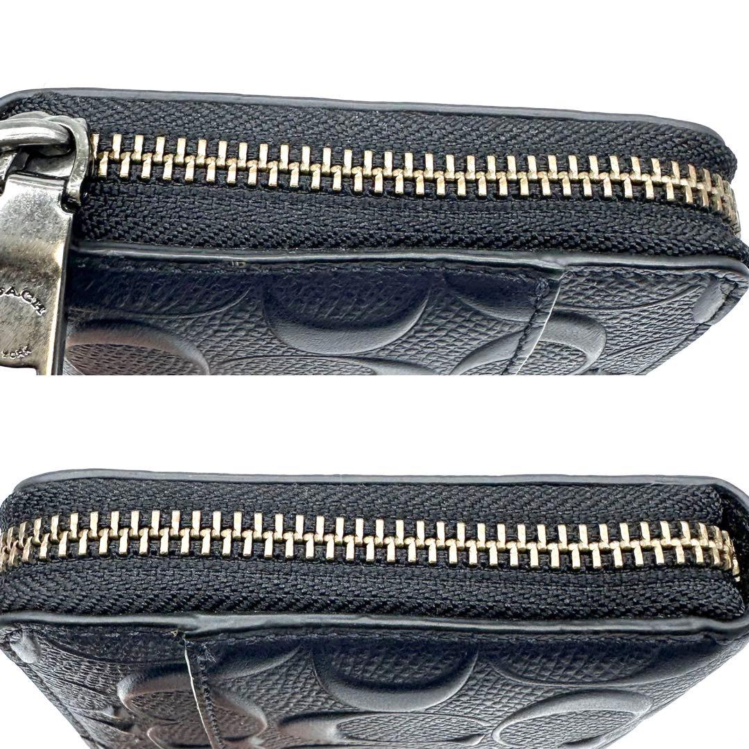 極美品✨COACH 長財布 ラウンドジップ シグネチャー ミッドナイト