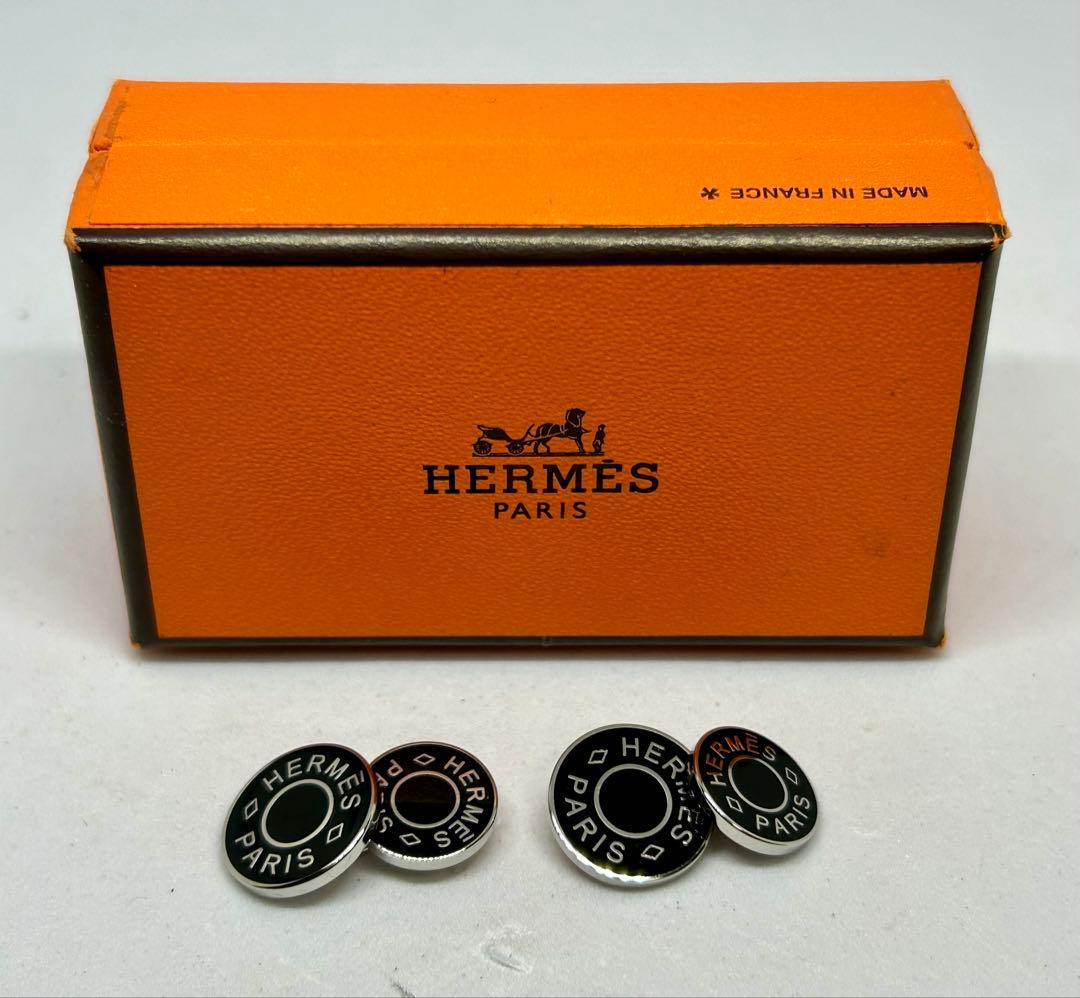 HERMES カフリンクス セリエ カフス メタル ブラック シルバー エルメス HERMES セリエ カフス カフリンクス カフスボタン ブラック 7