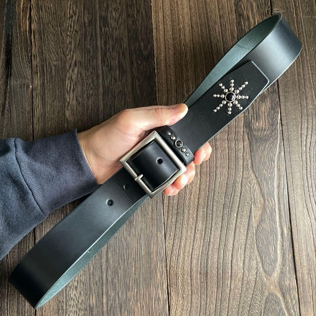 スタッズギャリソンベルト 牛ヌメ シルバー 38mm HTC CALEE