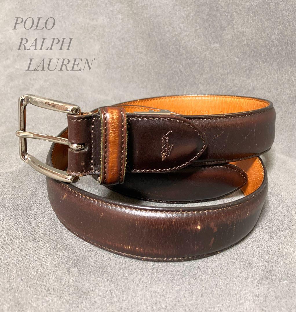 POLO RALPH LAUREN ポロ ラルフローレン レザーベルトブラウン - メルカリ