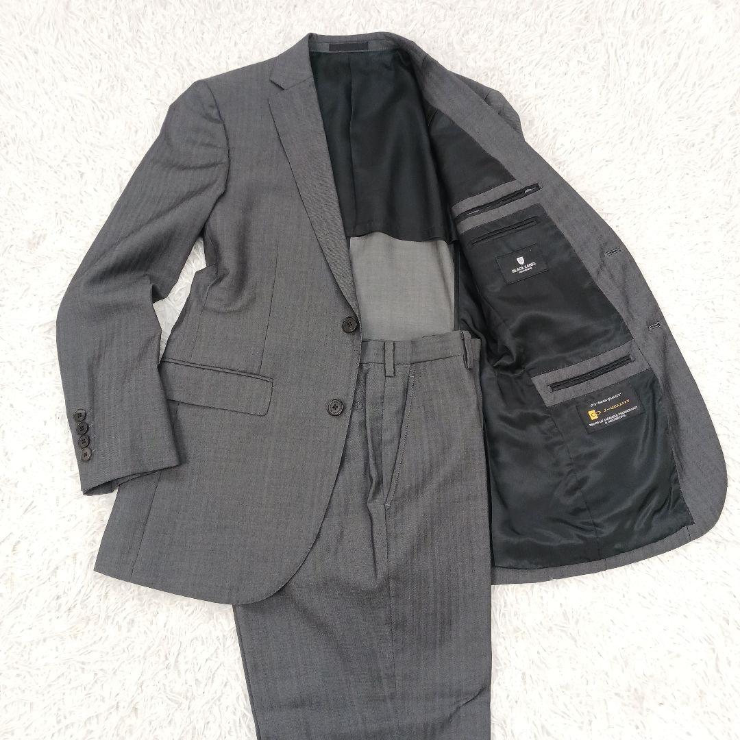 ブラックレーベル　スーツ　日本製　グレー　シャドーストライプ　サイズ36R アウトレット】日本製素材スーツ グレーシャドーストライプ ベーシック