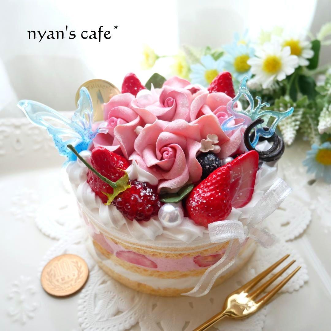 【ひび様】フェイクスイーツ◆五輪の華やかピンクローズ♡ホールケーキ◆リアルサイズ 台湾 【限定特典】6インチ ピンクのバラブーケケーキ スタンダード