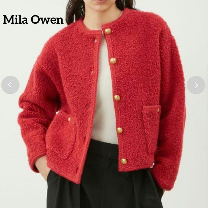 Mila Owen 金釦ノーカラーコンパクトラメニットジャケット - メルカリ