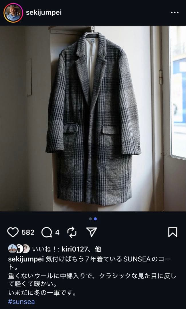 名品図鑑】SUNSEA primaloft chesterfield coat