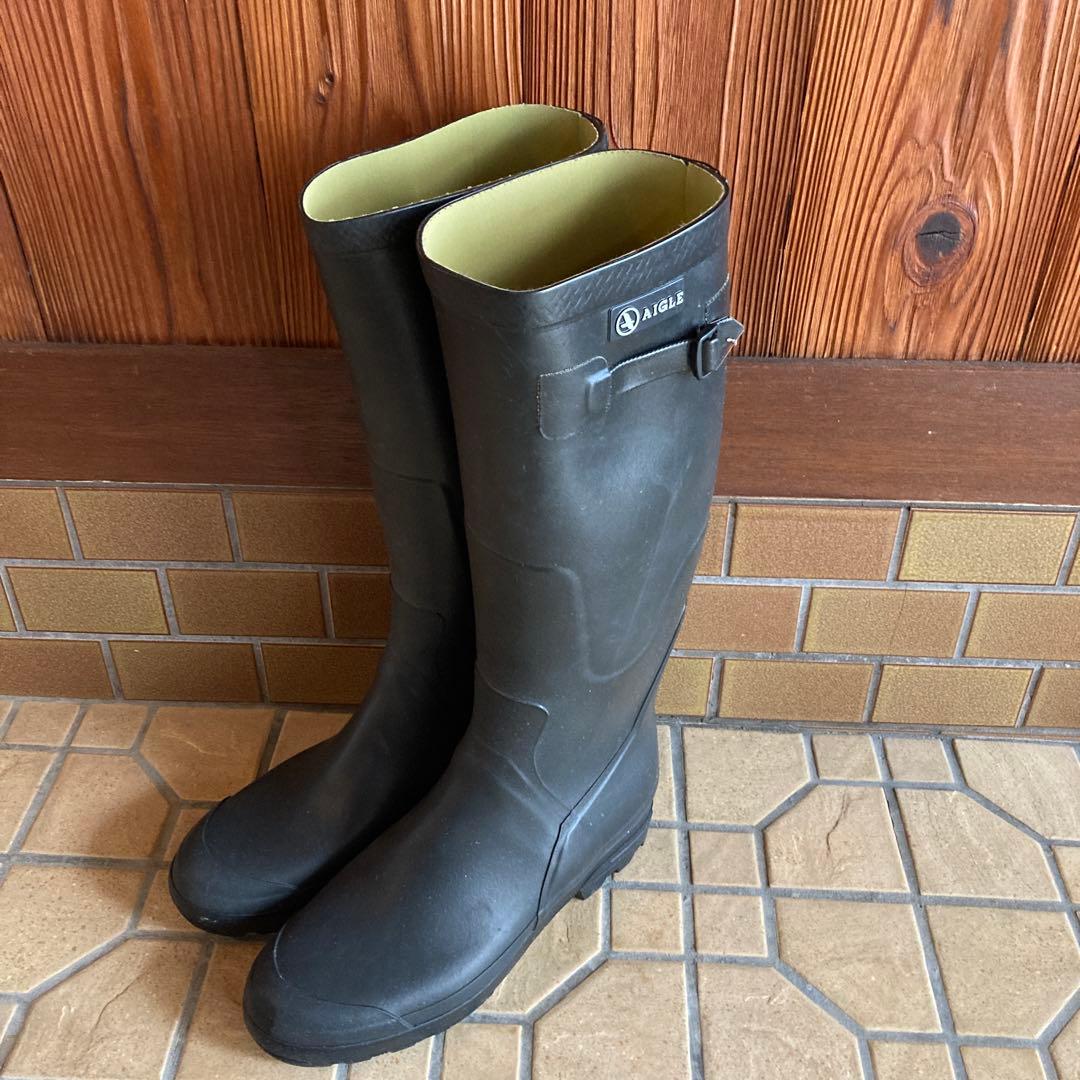 AIGLE ブラック長靴 バックル付き 27.5cm - メルカリ