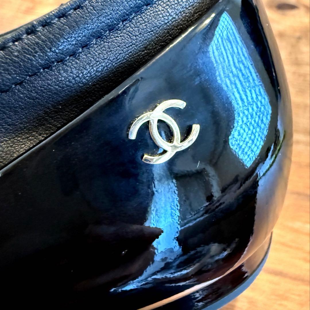 美品 CHANEL シャネル ストラップシューズ バレエシューズ ブラック 39