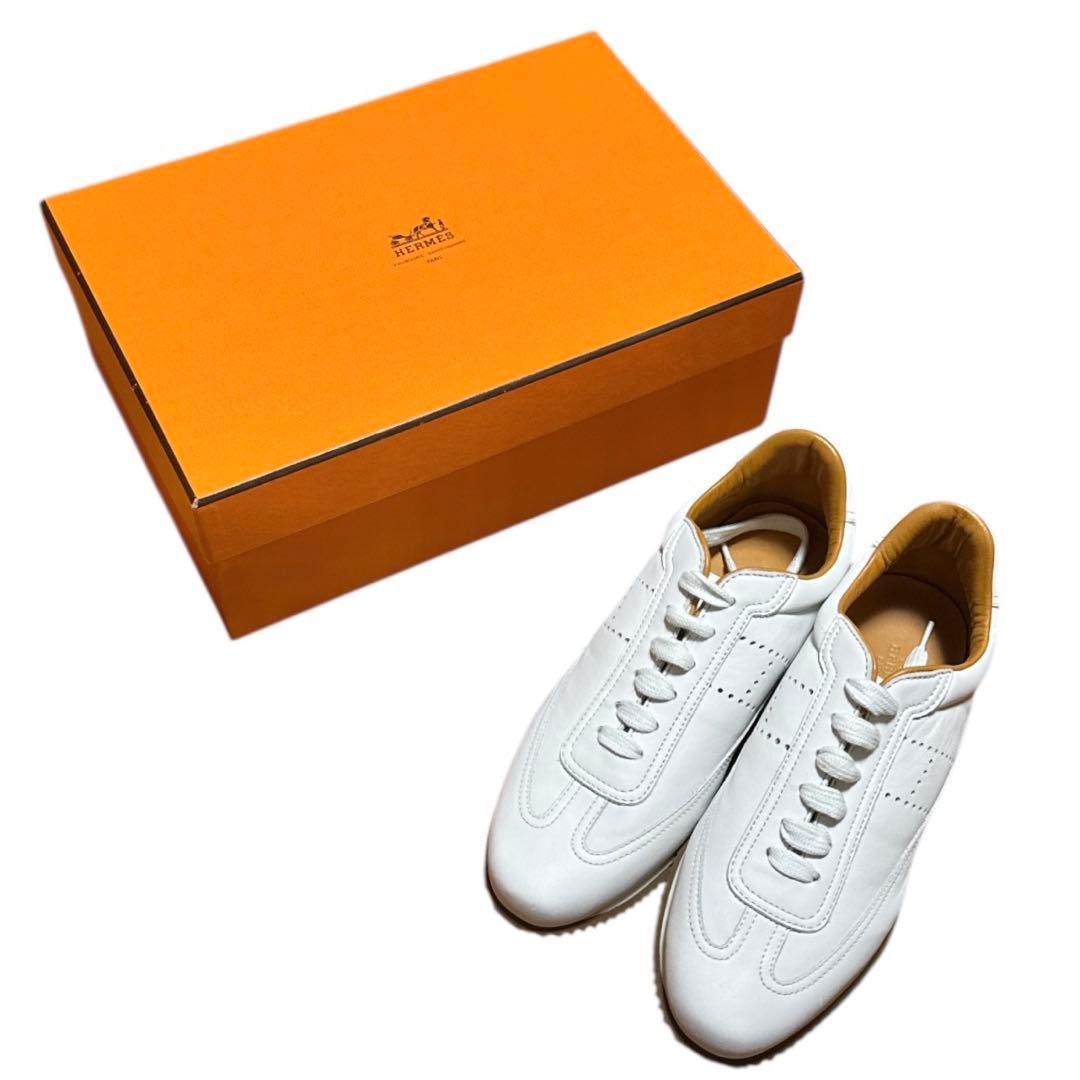 エルメス　新品　36 ホワイトレザースニーカー 箱付き エルメス クイックスニーカー レディース SIZE 36 HERMES – Rehello by