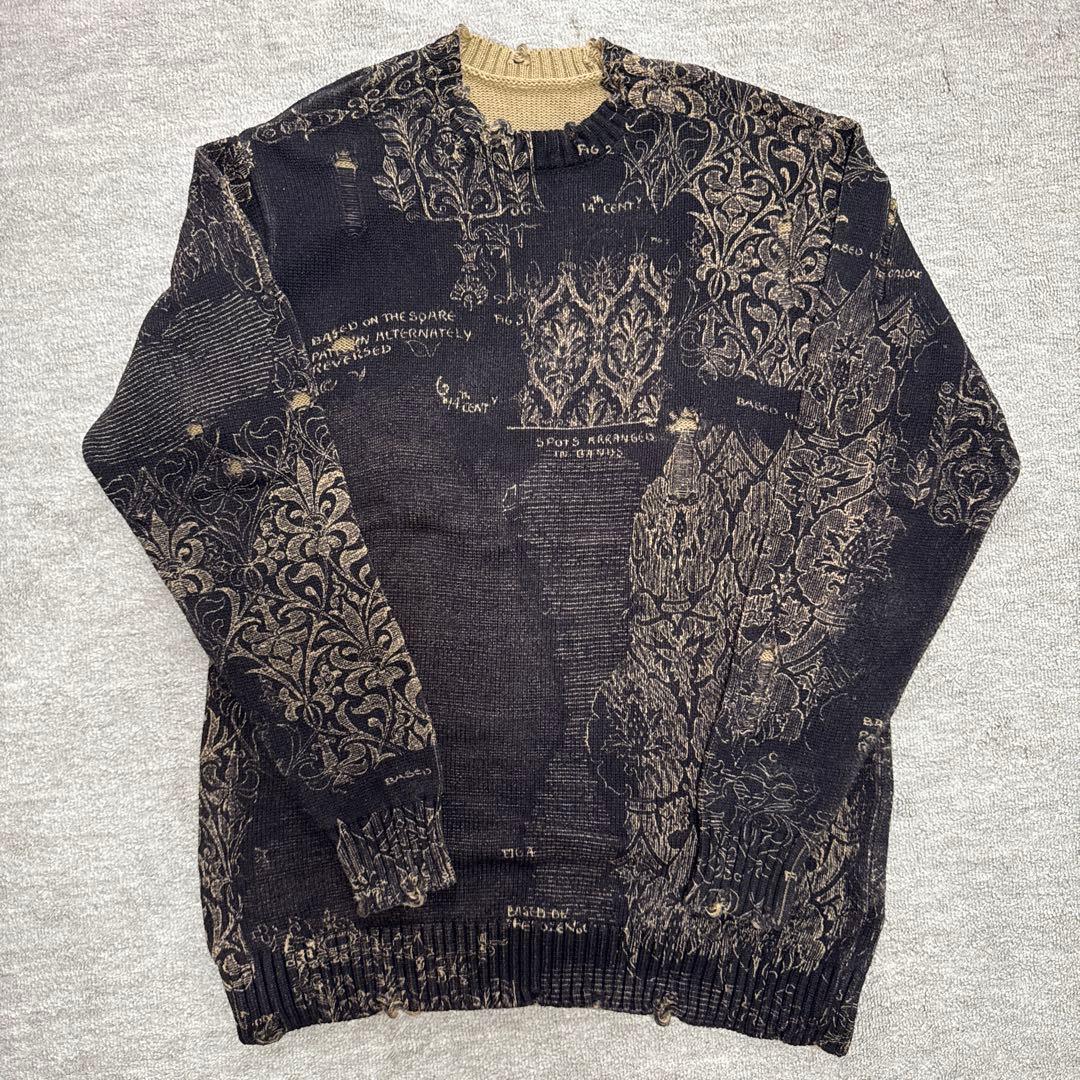 UND VINTAGE LIKE HANDWRITING OVER KNIT - メルカリ