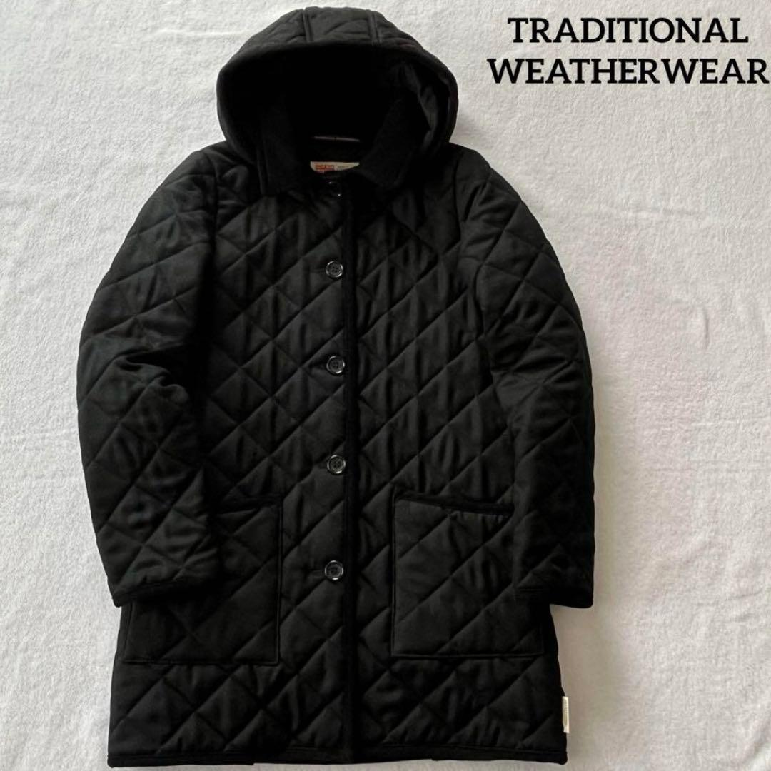 Traditional Weatherwear キルティングコート フード付 黒 - メルカリ