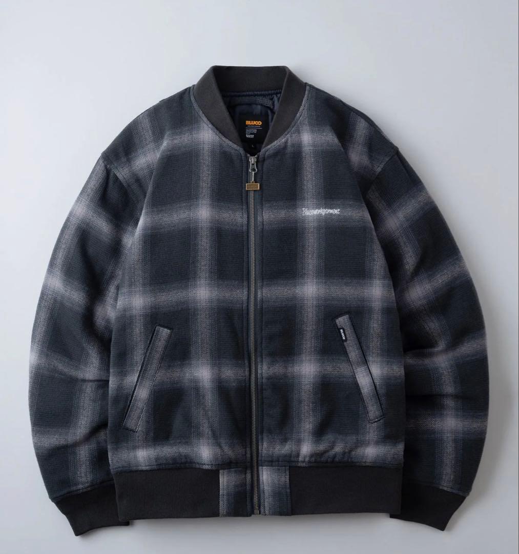 ブルコOMBRE CHECK BOMBER JACKET (BLK)L Papercrane Fleece Checkerboard Bomber Jacket - Brands We Love