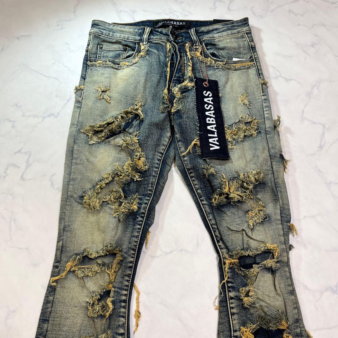 バラバサス valabasas ハードクラッシュスキニーフレアデニム 新品30