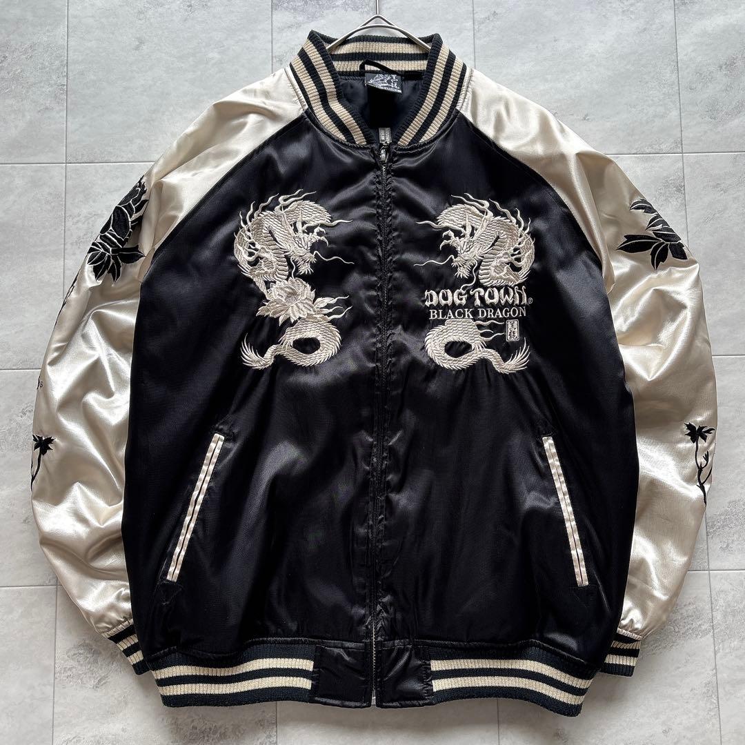 美品✨ドッグタウン 黒龍 スカジャン 両面刺繍 歌舞伎 和柄 スカル