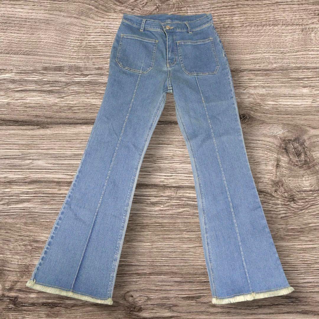 新品タグ付きchignon ブーツカット センタープリーツデニム 切りっぱなし 18回再販](ORIGINAL) フロントポケットブーツカットデニムパンツ