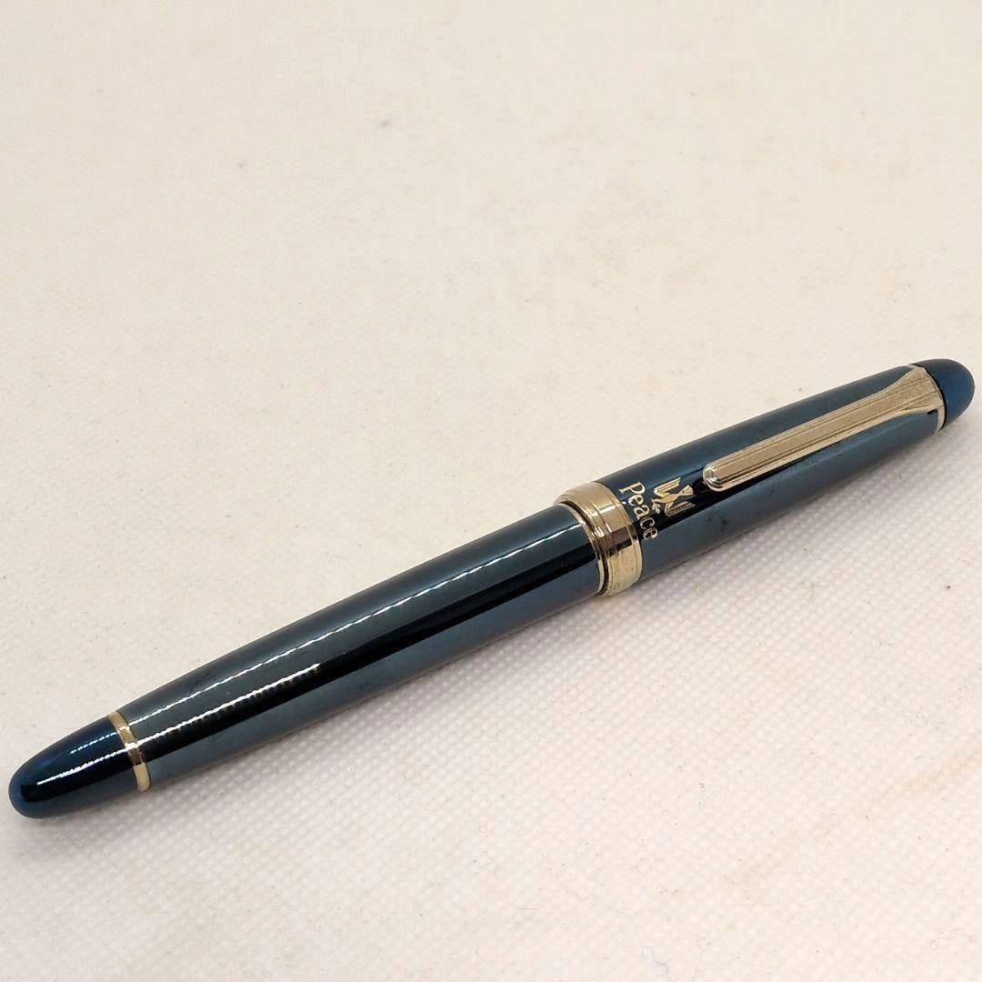 【美品 18K】セーラー　ピース　ブルーチタニウム　万年筆　MF　文房具　18金 美品 18K】セーラー ピース ブルーチタニウム 万年筆 MF 文房具 18金