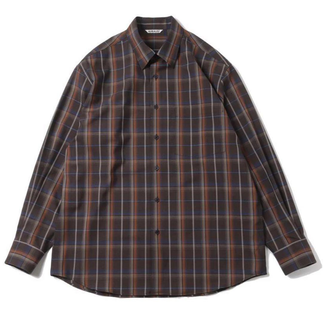トップス AURALEE SUPER LIGHT WOOL CHECK SHIRT AURALEE[オーラリー] Super Light Wool Check Shirt [Dark Brown Check]