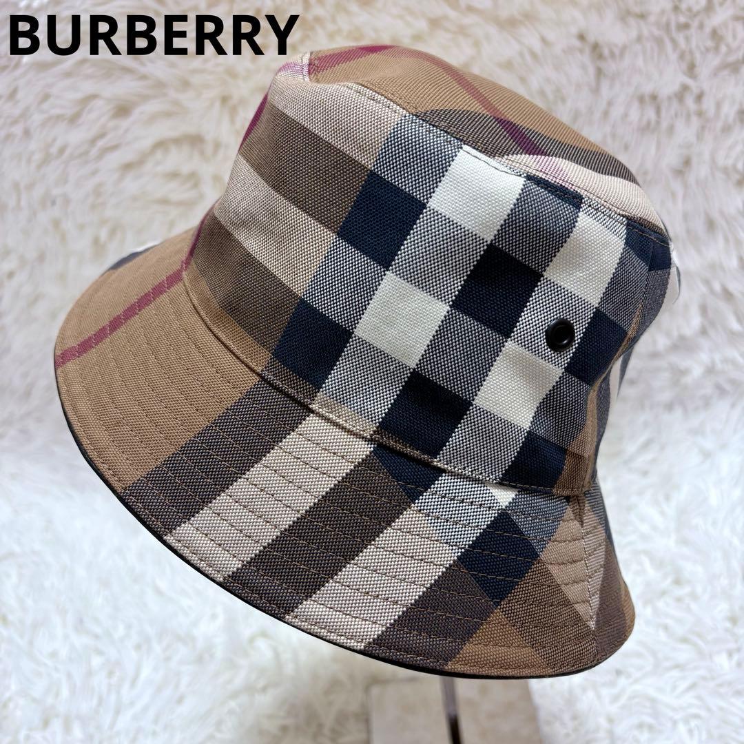 ✨【美品】BURBERRY バーバリー バケットハット ノバチェック柄 Mサイズ BURBERRY（バーバリー） バケットハット チェック柄 帽子 ベージュ