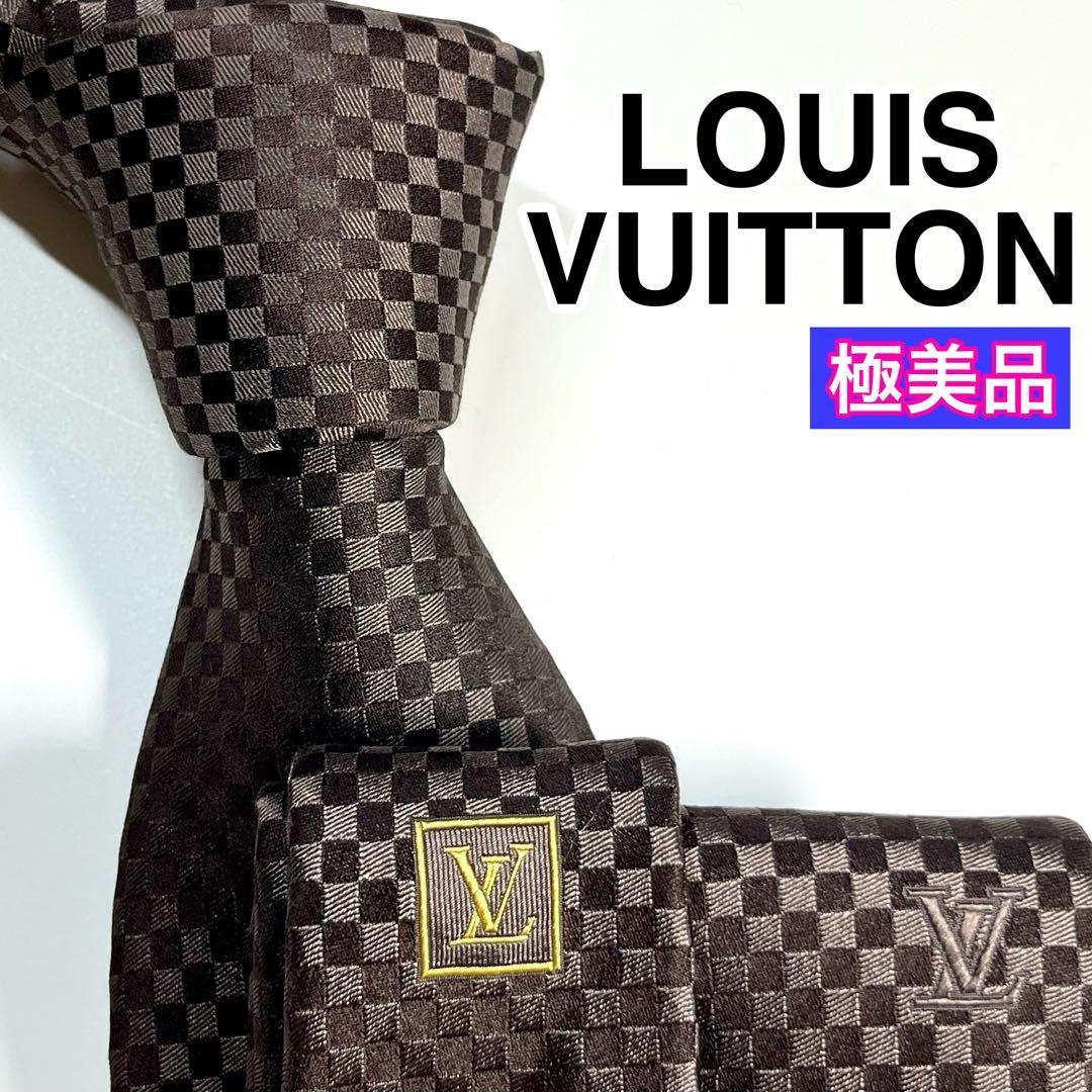 ✨極美品✨LOUIS VUITTON ネクタイマイクロダミエ極大LVロゴ
