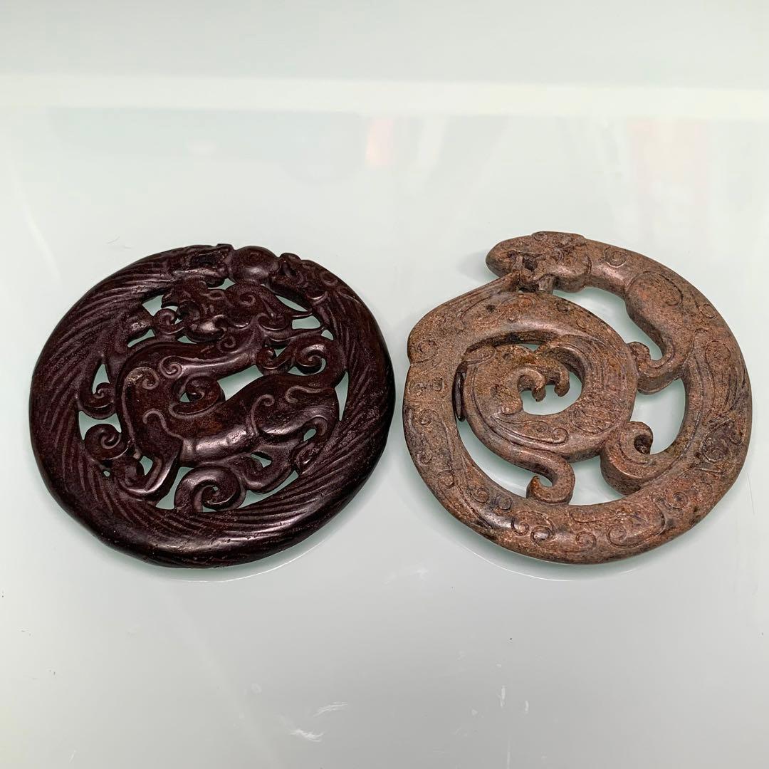 縁起物　神龍のトーテム 宇宙パワー 不思議の石鉄隕石　アンティーク　2点彫刻 縁起物 神龍のトーテム 宇宙パワー 不思議の石鉄隕石 アンティーク 2点彫刻