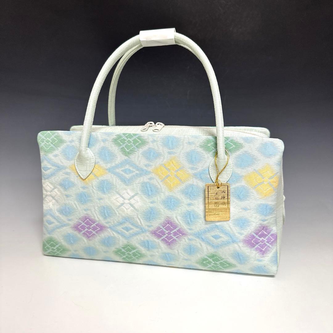 新品未使用 ！！特別セール！！京都 西陣 正絹 帯使用 利休バッグ　25033 新品未使用 ！！特別セール！！京都 西陣 正絹 帯使用 利休バッグ