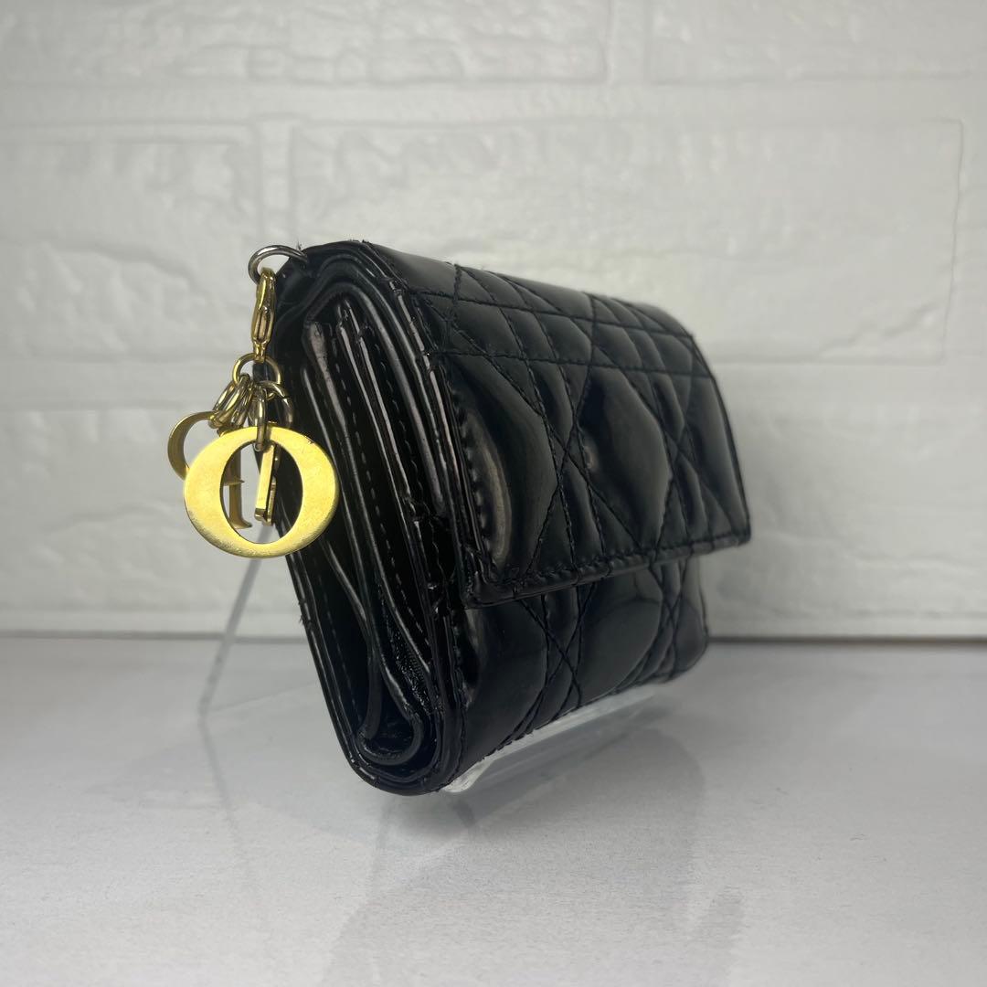 Dior 財布 レディディオール カナージュ ロータスウォレット エナメル