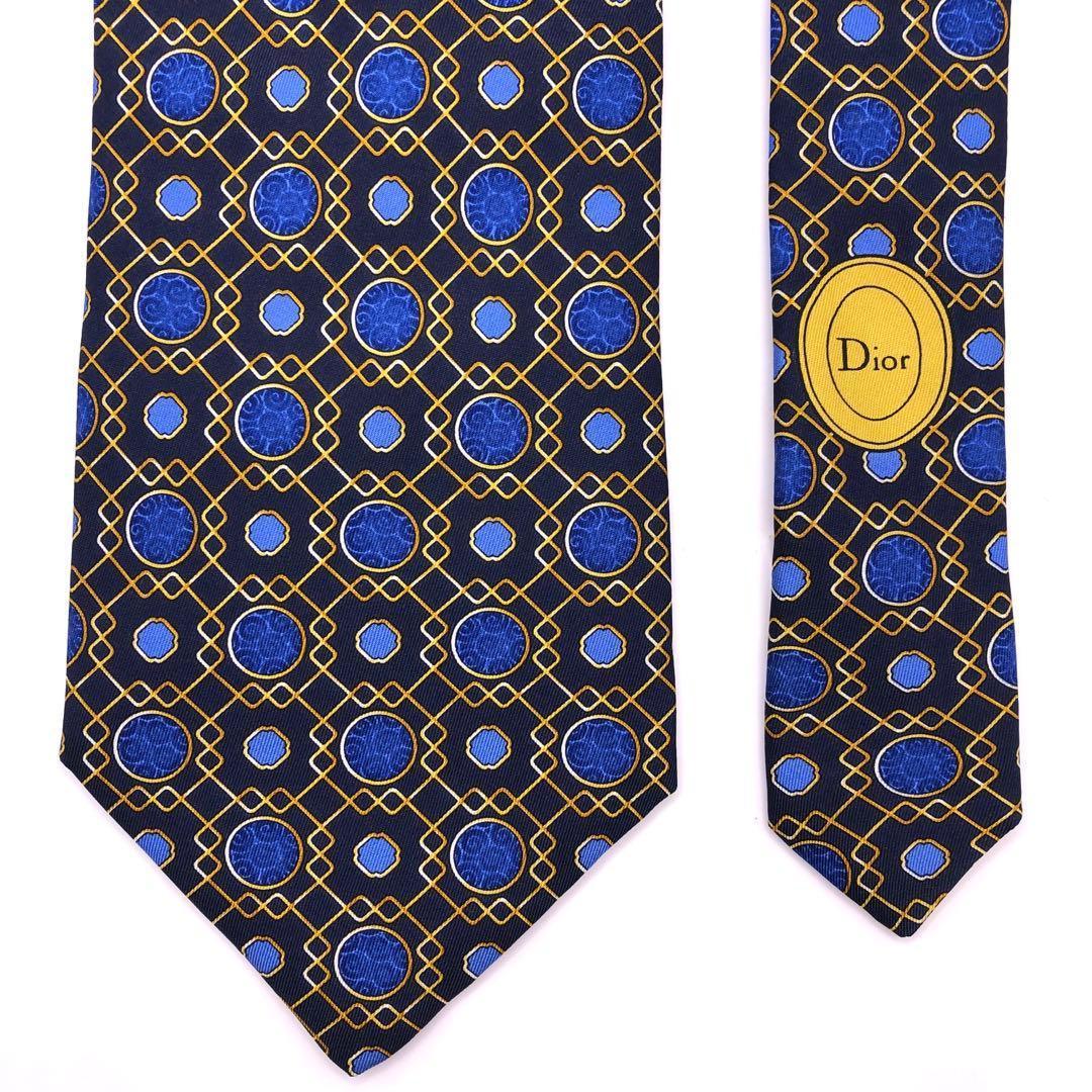 美品】Christian Dior ネクタイ ネイビー ドット チェック - メルカリ