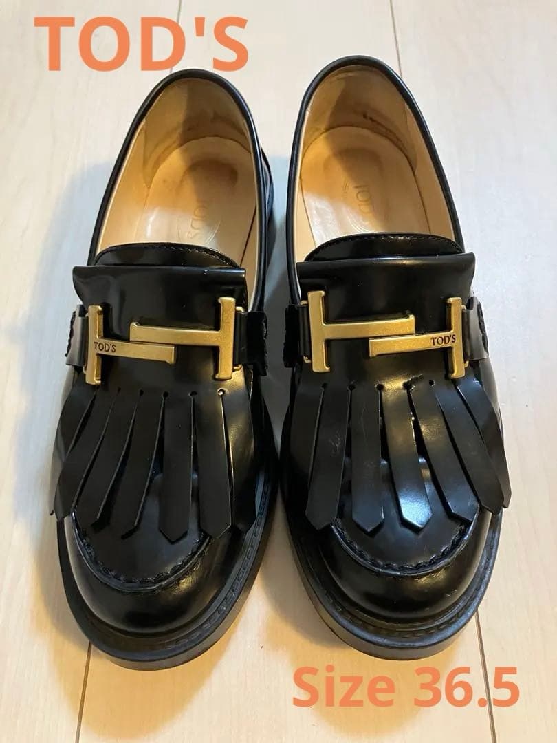 トッズTOD'S ダブルTタイムレスフリンジ ローファー 36.5 TOD'S（トッズ） TODS ローファー XXW79A0HM60MBW レディース レザー