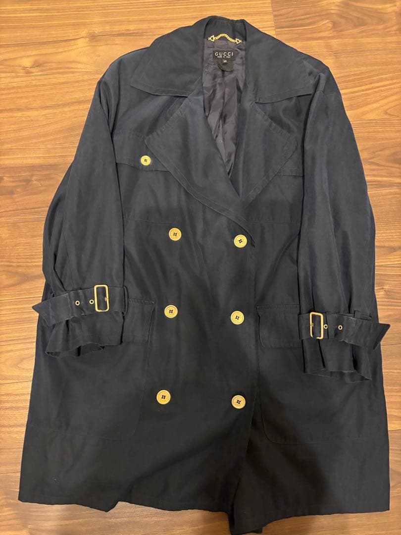 GUCCI ブラック トレンチコート 42 GUCCI（グッチ） 【美品】 | 総裏地 ベルト付き ロングトレンチコート