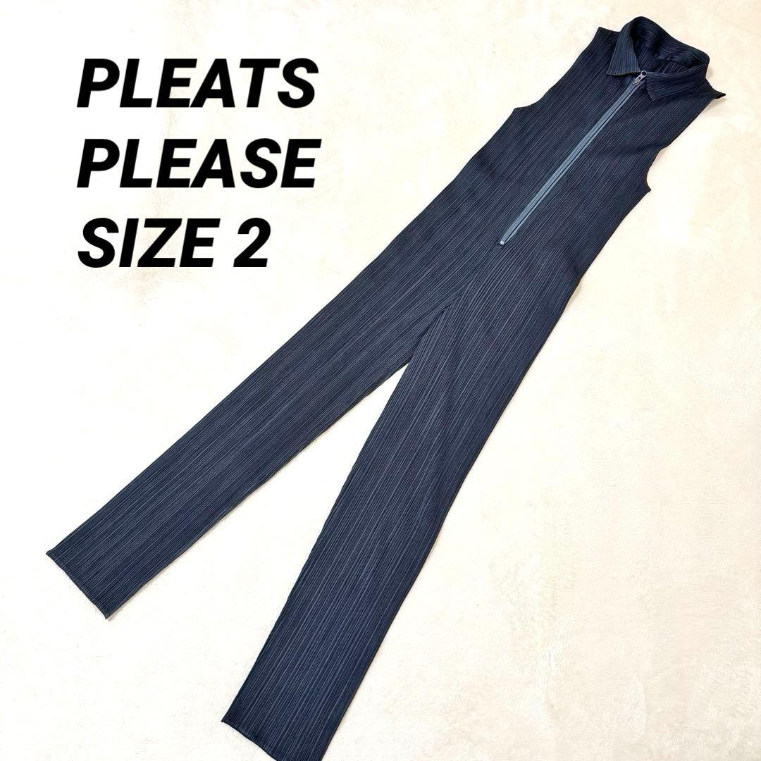 極美品✨PLEATS PLEASE オールインワン　ネイビー　ジップ　Mサイズ 極美品✨PLEATS PLEASE オールインワン ネイビー ジップ Mサイズ