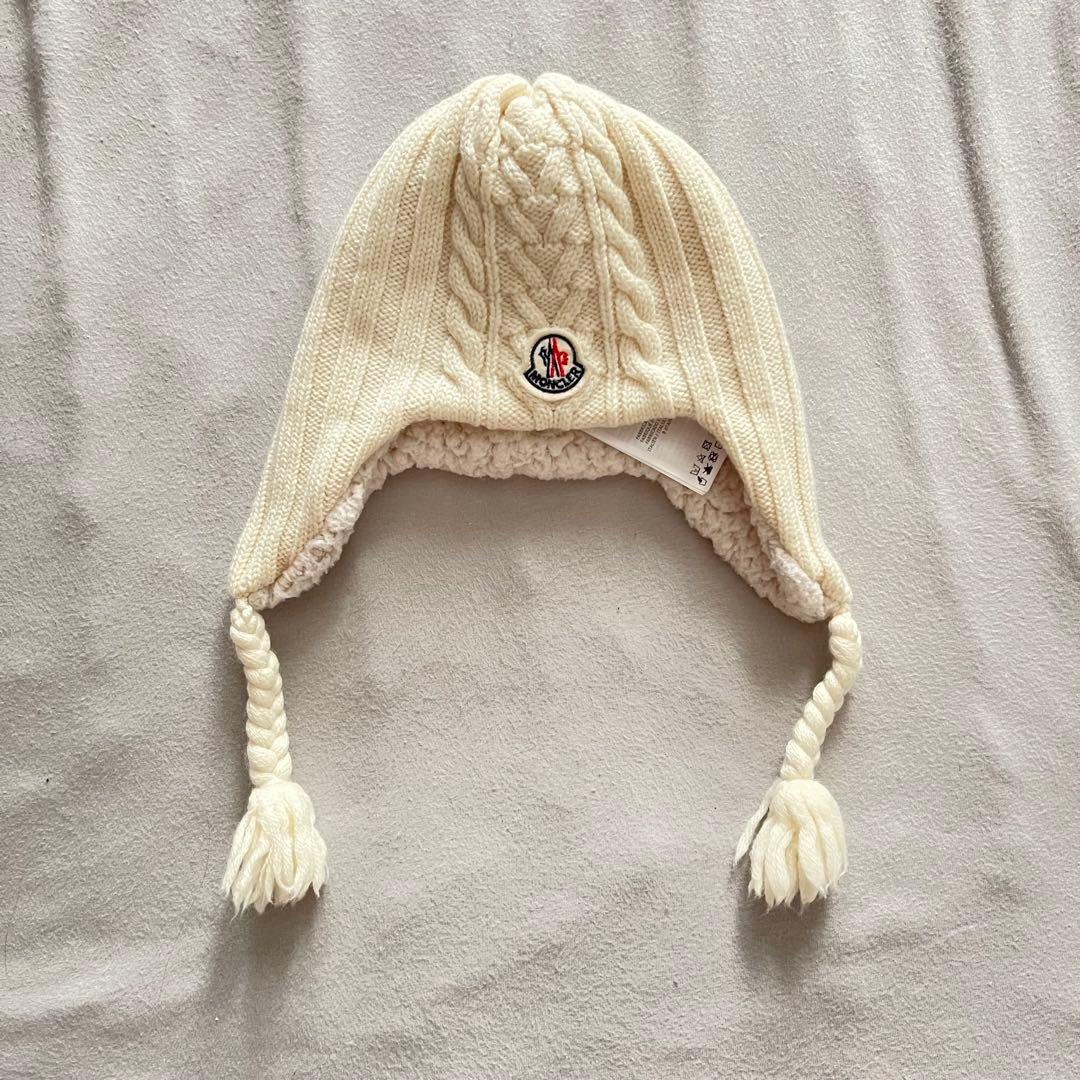 ベビー用　MONCLER ニット帽 ホワイト ホワイト ニットキャップ : アクセサリー & シューズ 向けの キッズ