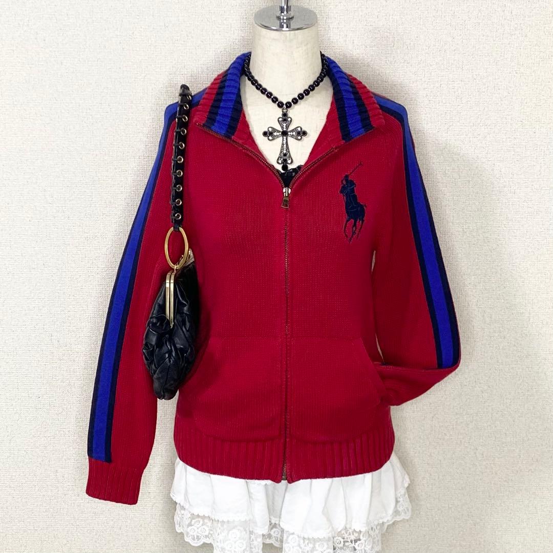 ラルフローレン ニット フルジップ ビッグポニー y2k 平成ギャル