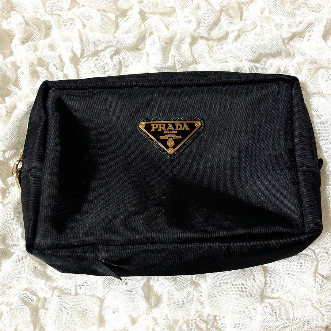 PRADA プラダ トライアングルロゴプレート ナイロンポーチ ブラック 訳