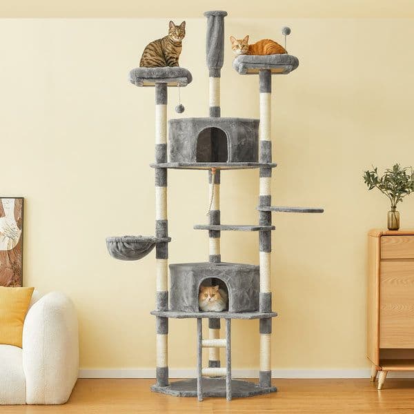 MWPO グレー キャットタワー 高さ217-238cm MWPO キャットタワー大型 自作 猫 タワー 高い ダンボール キャット